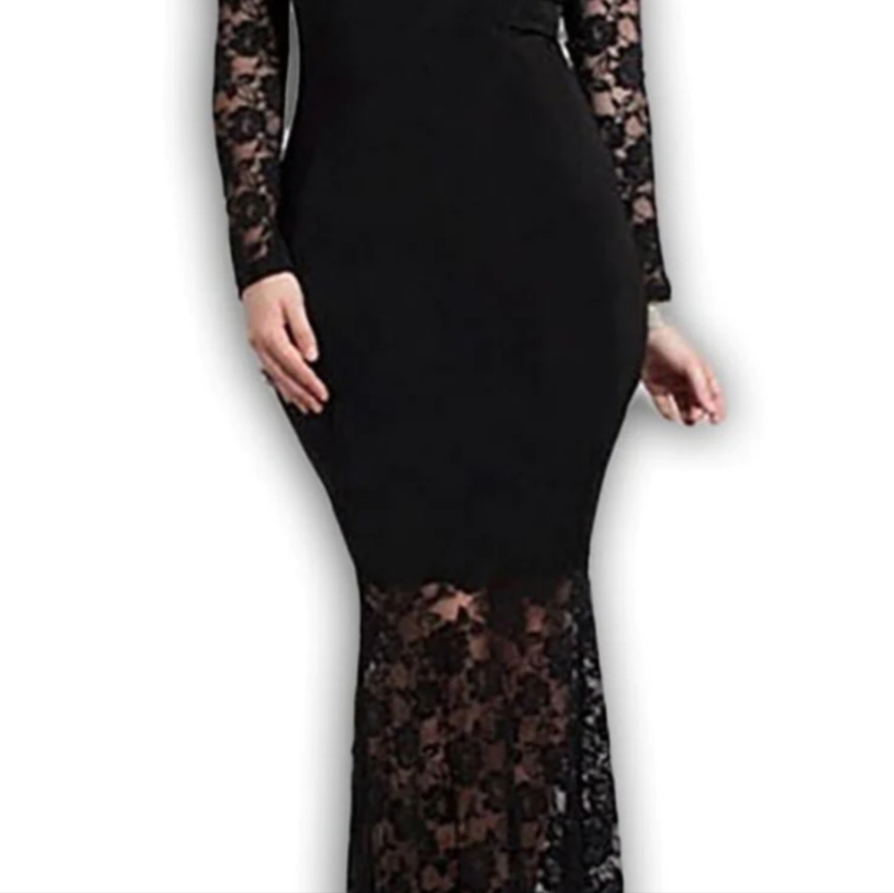 RED DOT Mermaid Lace MaxiLong Sleeves MaxiCocktail Wedding PromEvening Dress